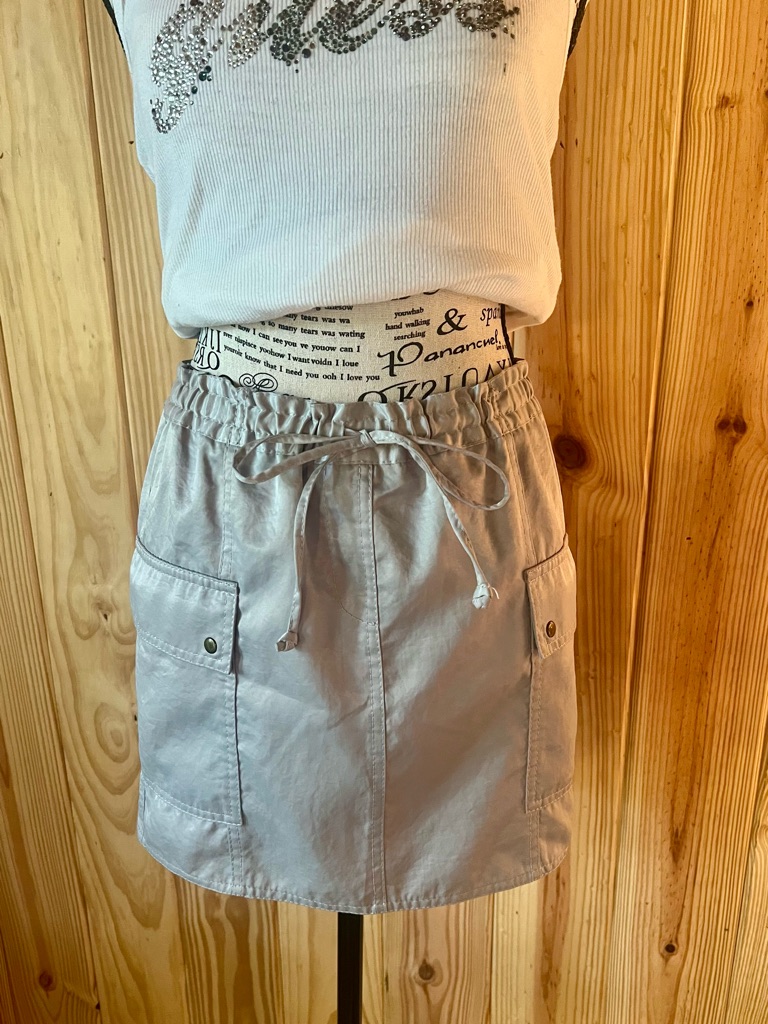 Express Silver Drawstring Cargo Pocket Mini Skirt
